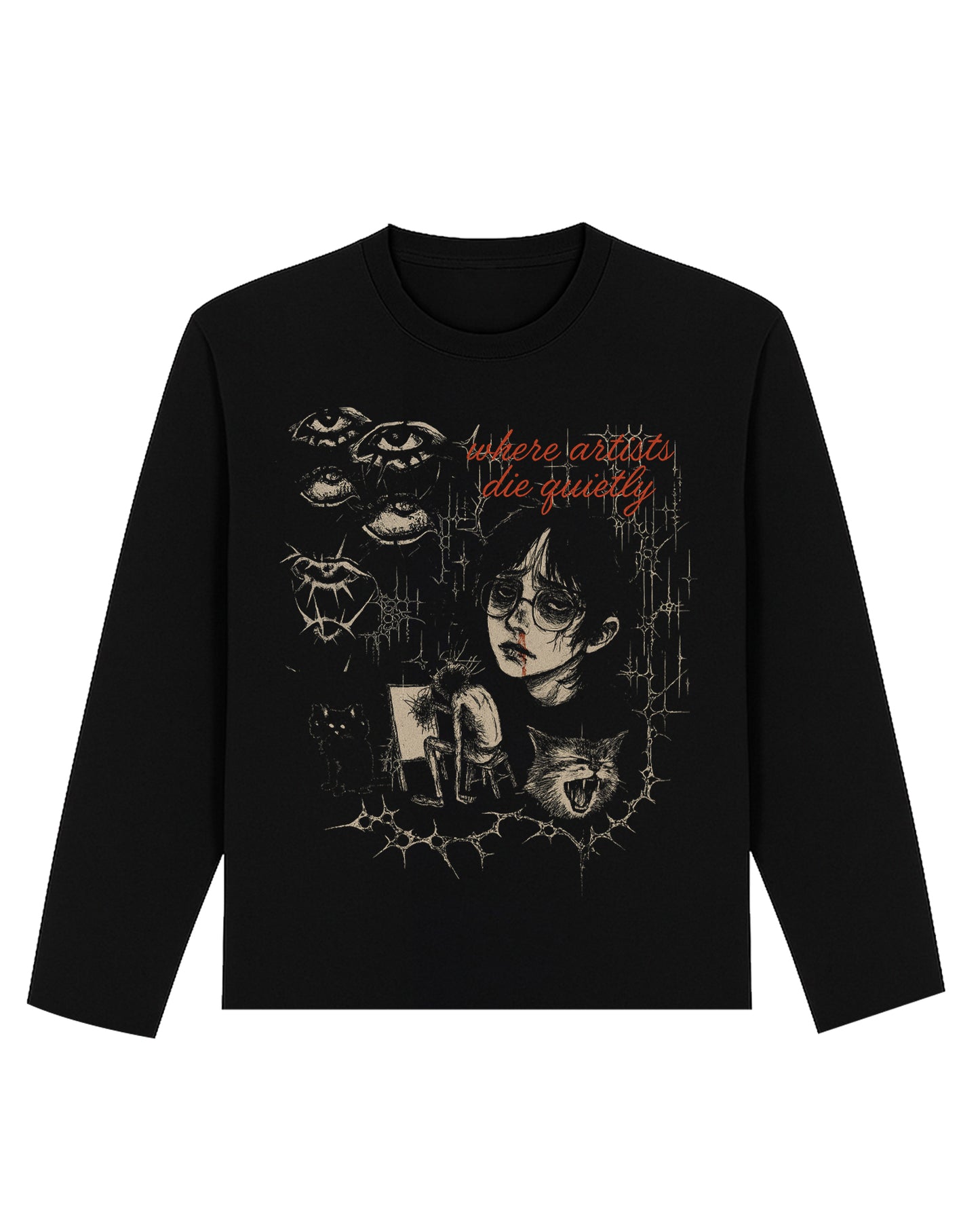 SHIRT MANGA LARGA DIE IN SILENCE