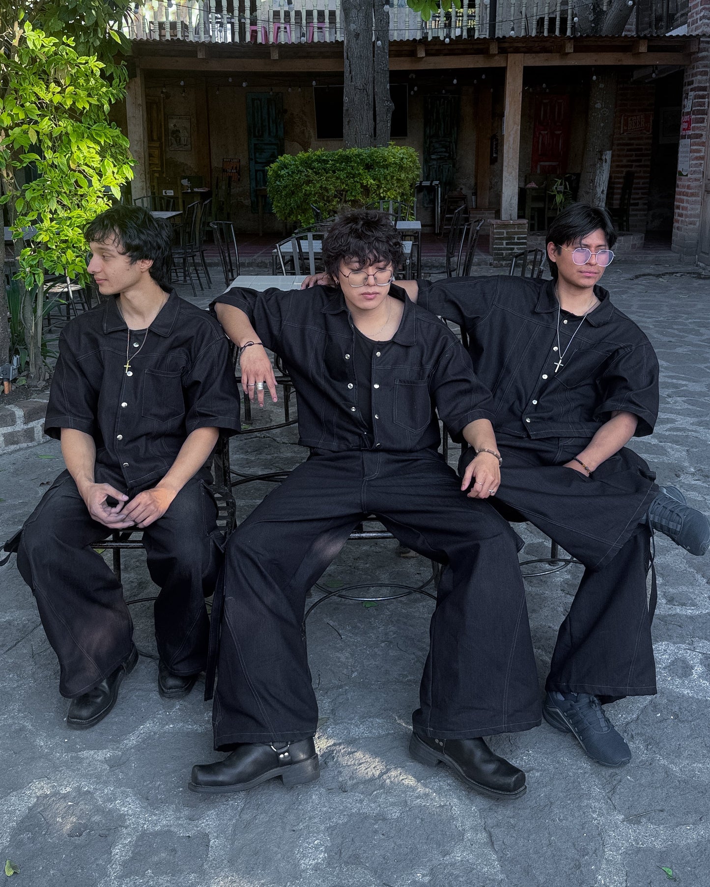 Black Raw Denim Baggy Pants