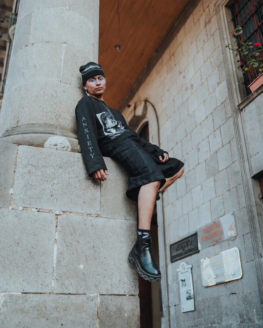 Black Raw Denim Jort