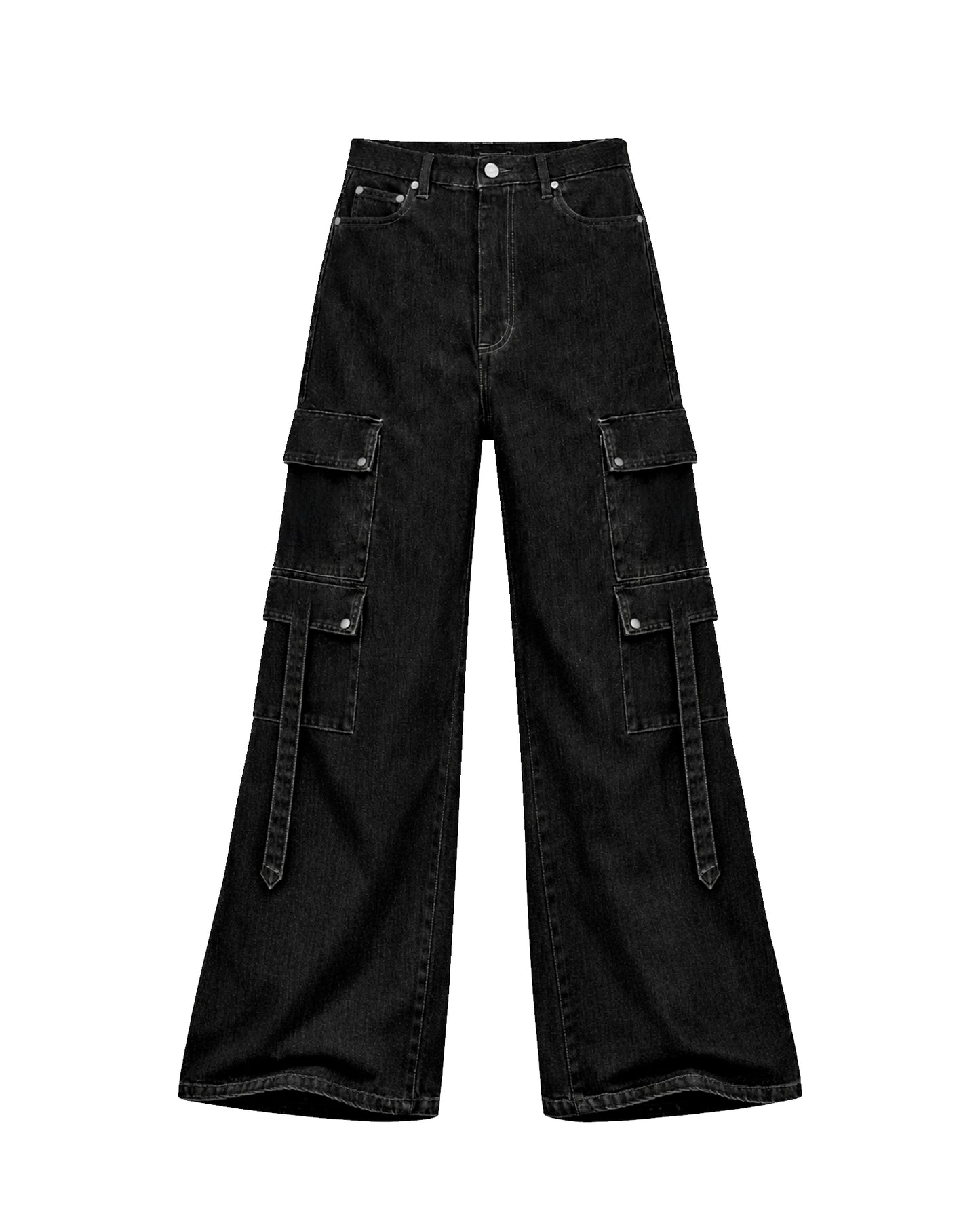Black Raw Denim Baggy Pants