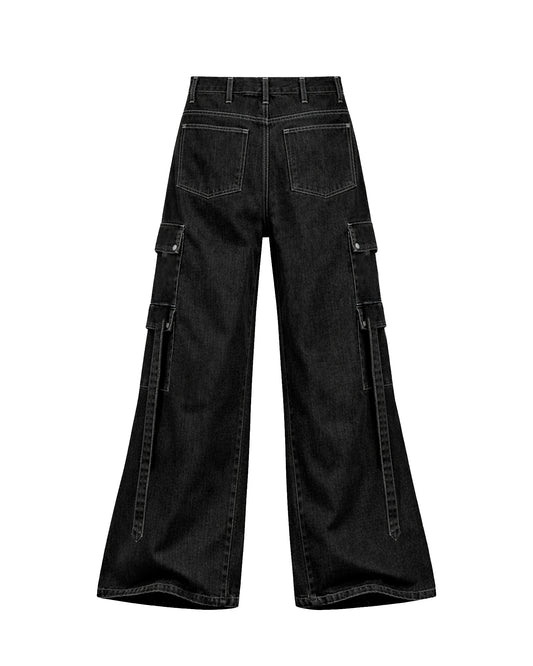Black Raw Denim Baggy Pants