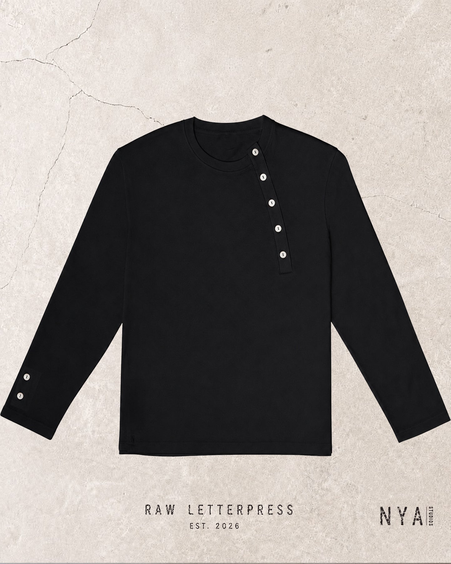Henley Shirt LETTERPRESS BLACK