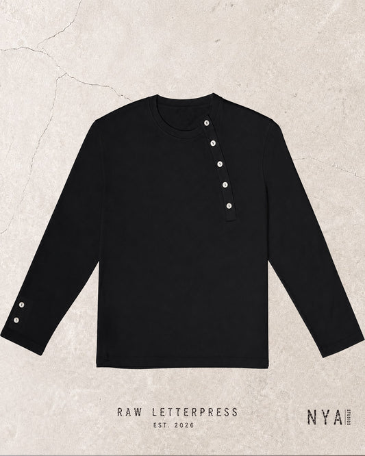 Henley Shirt LETTERPRESS BLACK