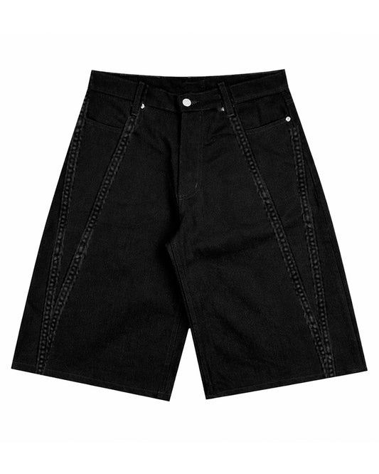 Black Raw Denim Jort