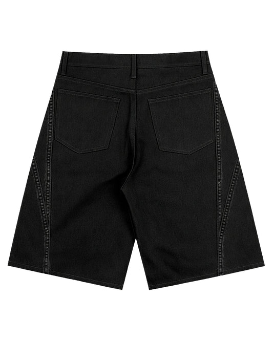 Black Raw Denim Jort